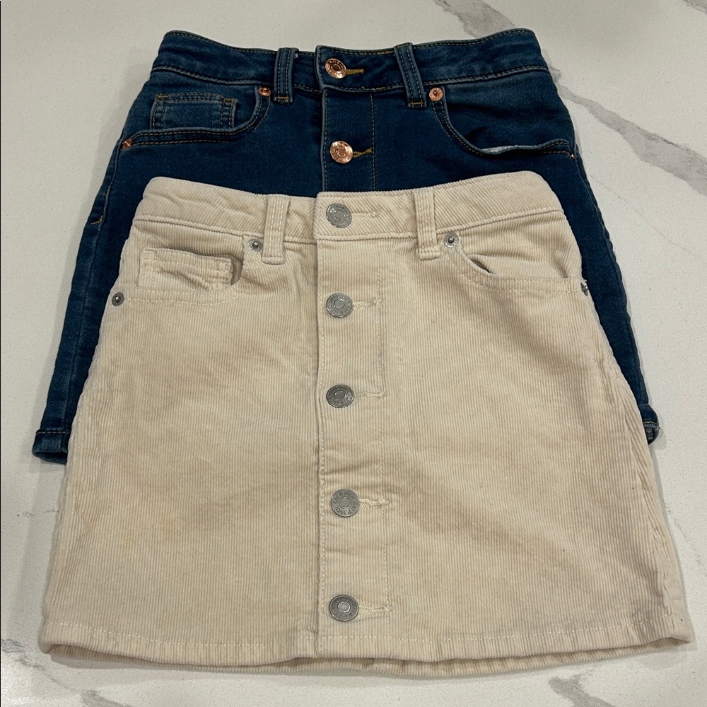 Cat & Jack Blue Denim and Cream Corduroy Skirt Set